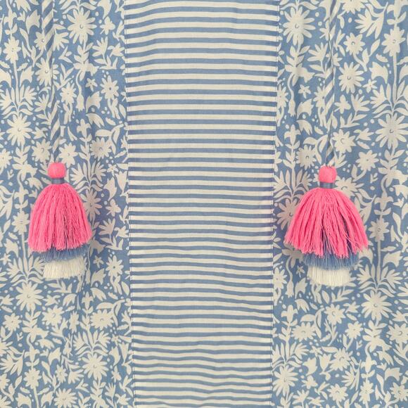 Vineyard Vines Otomi Border Tunic Dress Floral Striped V-Neck Sleeveless Mini - Picture 9 of 15